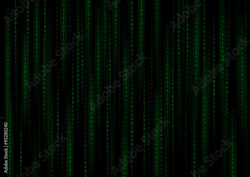 Vector : Green binary number on black background