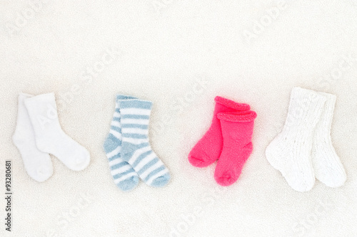little baby socks from above - studio shot