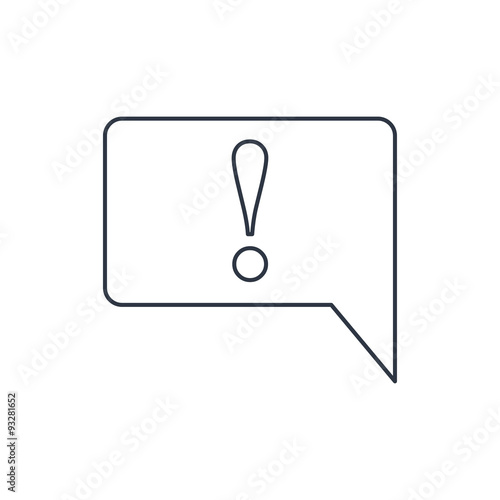 Icon of speech bubble with exclamation mark, vector illustration