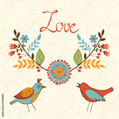 Elegant love card with birds