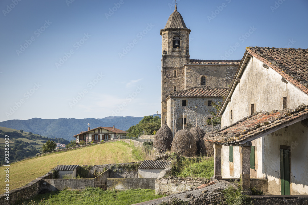 Fototapeta premium San Martin de Tours church - Berroeta, Navarra, Spain