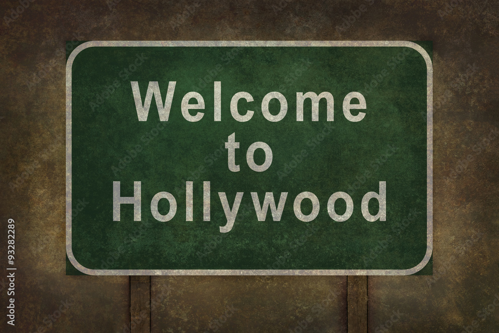 Welcome to Hollywood roadside sign illustration