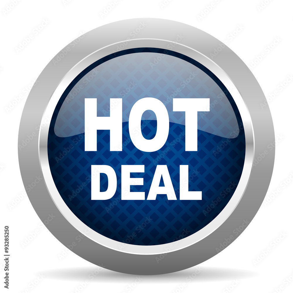 hot deal blue circle glossy web icon on white background, round button for internet and mobile app hot deal blue circle glossy web icon on white background, round button for internet and mobile app