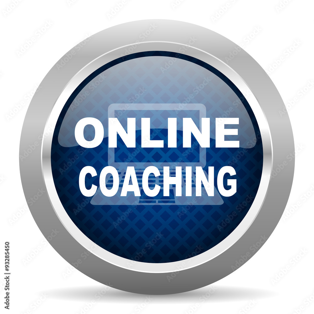 online coaching blue circle glossy web icon on white background, round button for internet and mobile app online coaching blue circle glossy web icon on white background, round button for internet and mobile app