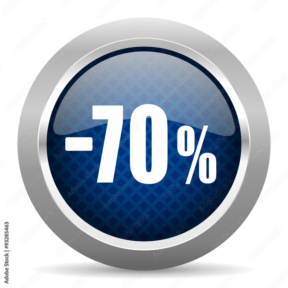 70 percent sale retail blue circle glossy web icon on white background, round button for internet and mobile app 70 percent sale retail blue circle glossy web icon on white background, round button for internet and mobile app