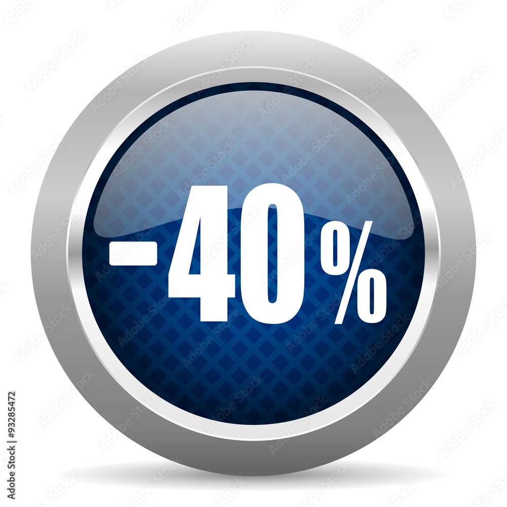 40 percent sale retail blue circle glossy web icon on white background, round button for internet and mobile app 40 percent sale retail blue circle glossy web icon on white background, round button for internet and mobile app