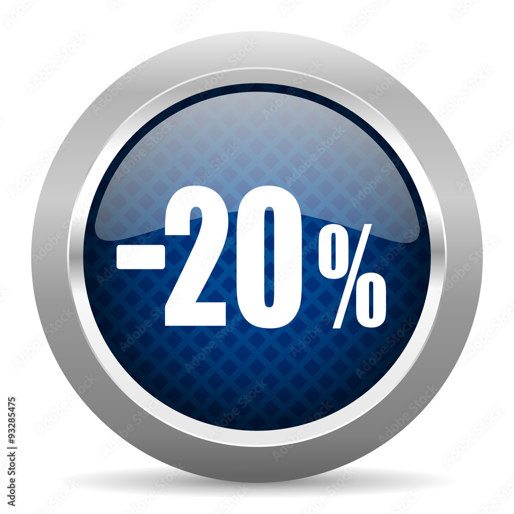 20 percent sale retail blue circle glossy web icon on white background, round button for internet and mobile app 20 percent sale retail blue circle glossy web icon on white background, round button for internet and mobile app