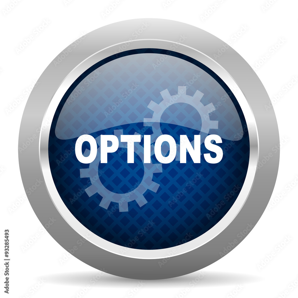 options blue circle glossy web icon on white background, round button for internet and mobile app options blue circle glossy web icon on white background, round button for internet and mobile app