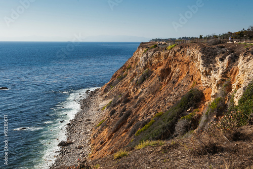 panoramic view of nice colorful huge cliff and ocean on the back