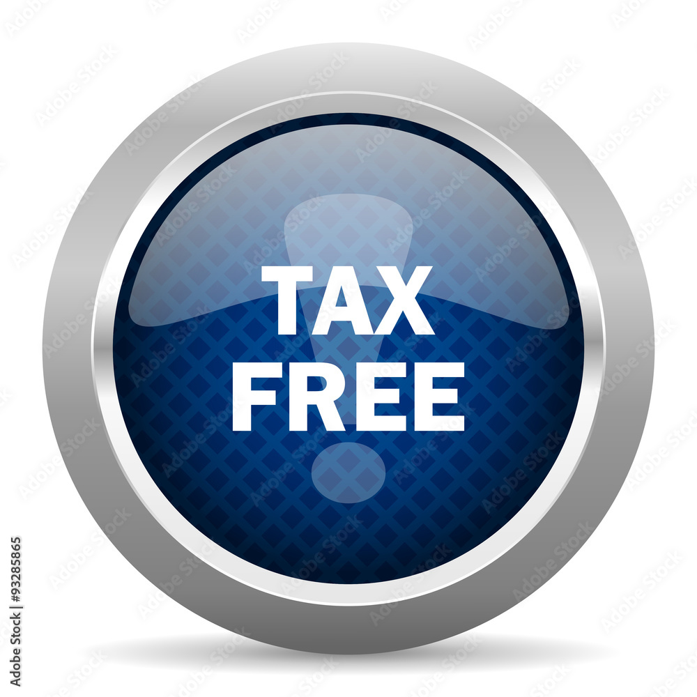 tax free blue circle glossy web icon on white background, round button for internet and mobile app tax free blue circle glossy web icon on white background, round button for internet and mobile app