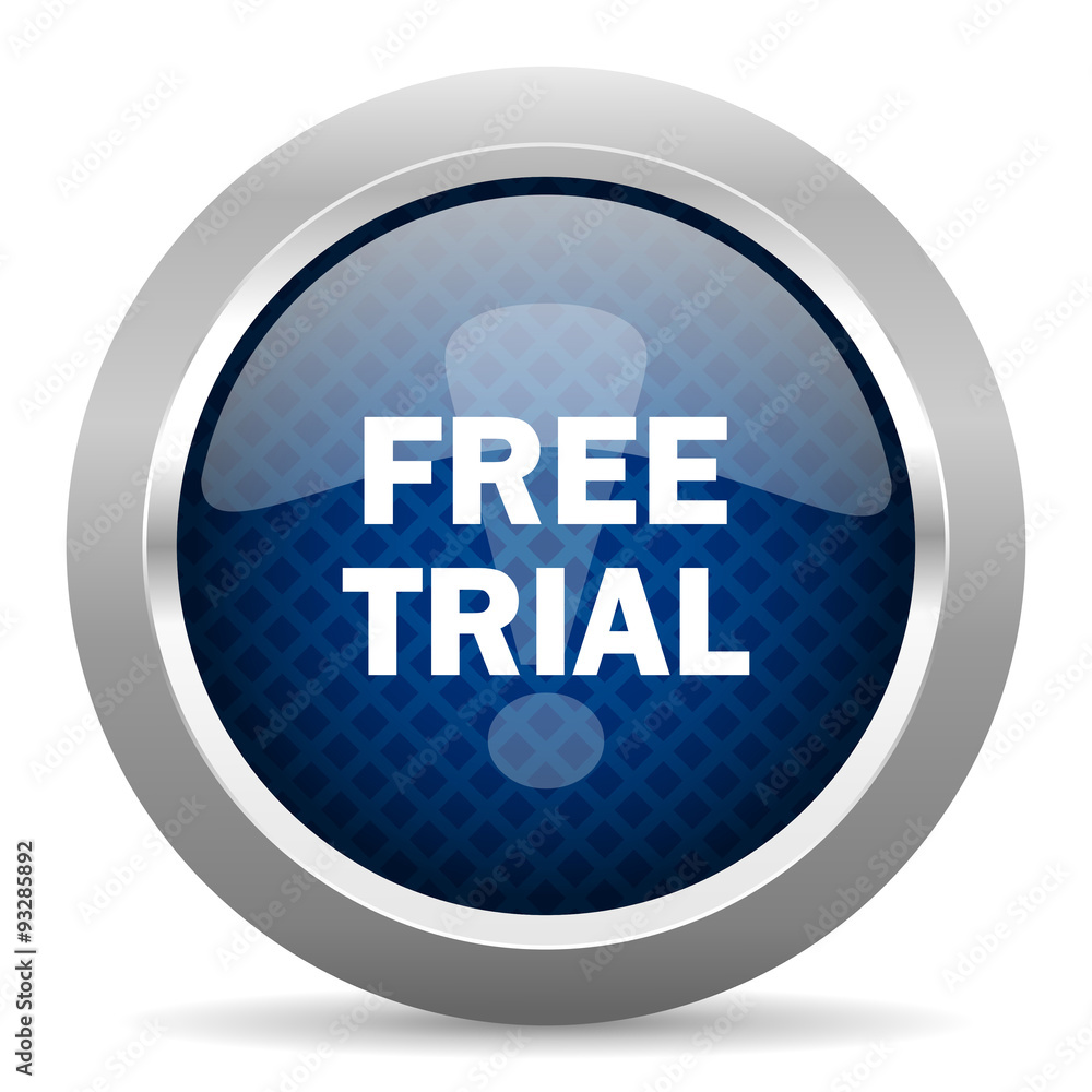 free trial blue circle glossy web icon on white background, round button for internet and mobile app free trial blue circle glossy web icon on white background, round button for internet and mobile app