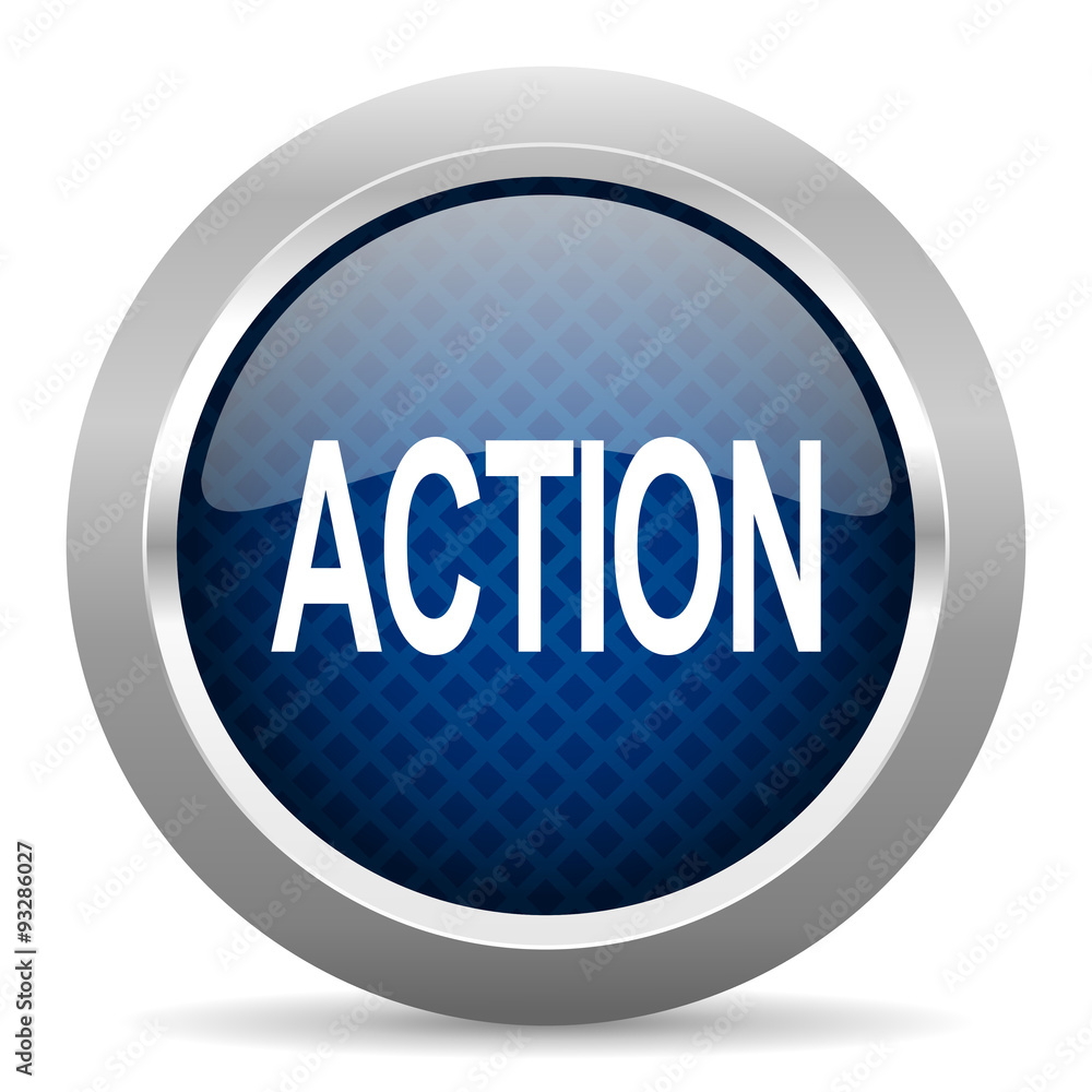 action blue circle glossy web icon on white background, round button for internet and mobile app action blue circle glossy web icon on white background, round button for internet and mobile app