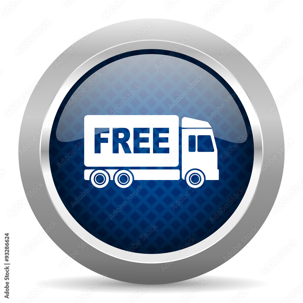 free delivery blue circle glossy web icon on white background, round button for internet and mobile app free delivery blue circle glossy web icon on white background, round button for internet and mobile app