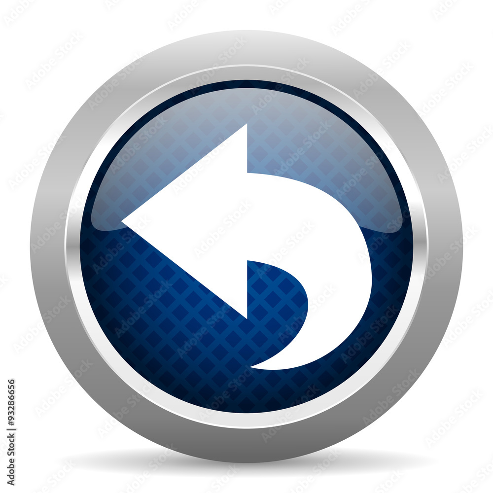 back blue circle glossy web icon on white background, round button for internet and mobile app back blue circle glossy web icon on white background, round button for internet and mobile app