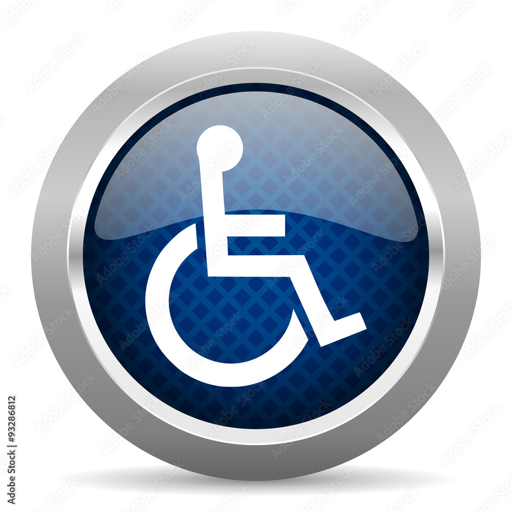 wheelchair blue circle glossy web icon on white background, round button for internet and mobile app wheelchair blue circle glossy web icon on white background, round button for internet and mobile app