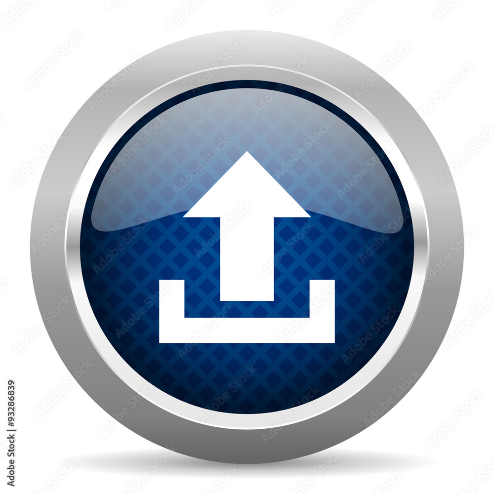 upload blue circle glossy web icon on white background, round button for internet and mobile app upload blue circle glossy web icon on white background, round button for internet and mobile app