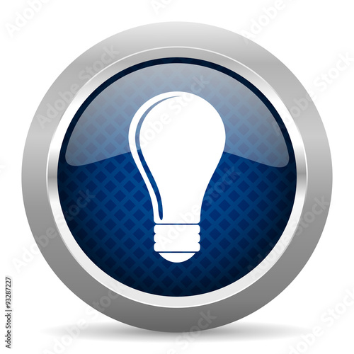 bulb blue circle glossy web icon on white background, round button for internet and mobile app