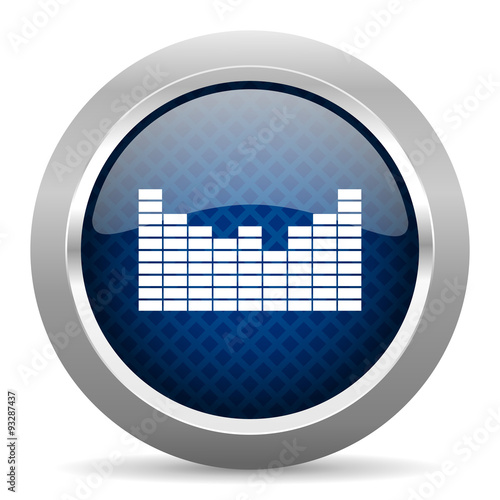 sound blue circle glossy web icon on white background, round button for internet and mobile app