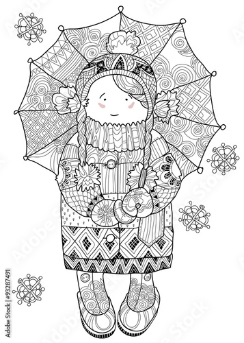 Girl under umbrella.