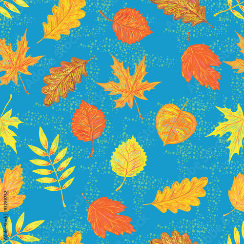 Seamless pattern with colorful autumn leaves vector background. Perfect for wallpapers, pattern fills, web page backgrounds, surface textures, textile