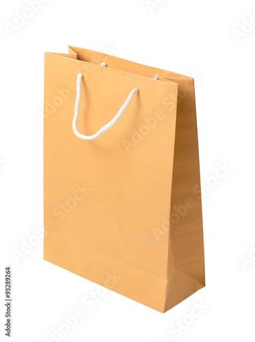 Brown paper bag isolated on white background