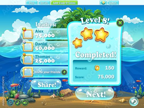 Fish world - Example of window level completion for a computer game