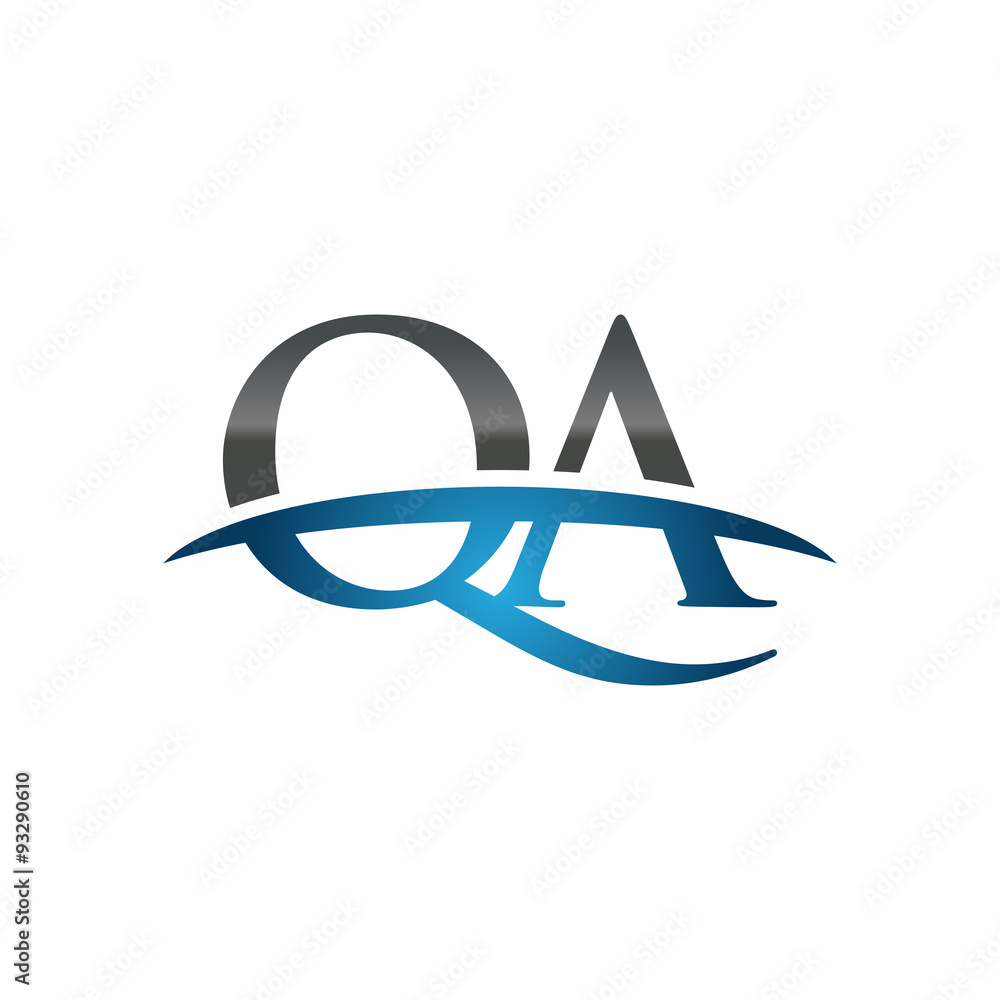 QA initial company swoosh logo blue QA initial company swoosh logo blue