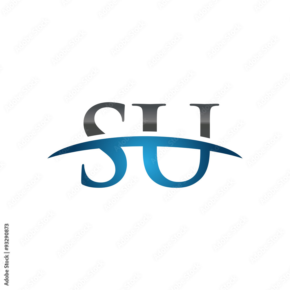 SU initial company swoosh logo blue SU initial company swoosh logo blue