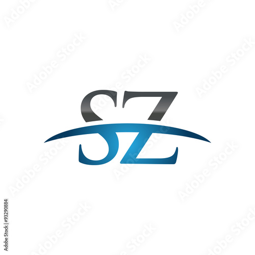 SZ initial company swoosh logo blue