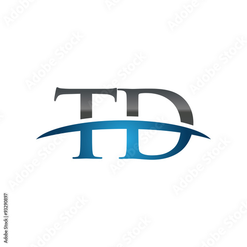 TD initial company swoosh logo blue