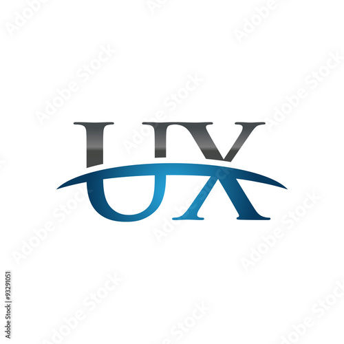 UX initial company swoosh logo blue
