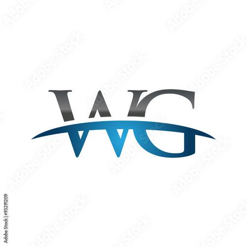 WG initial company swoosh logo blue