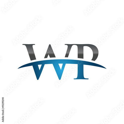 WP initial company swoosh logo blue