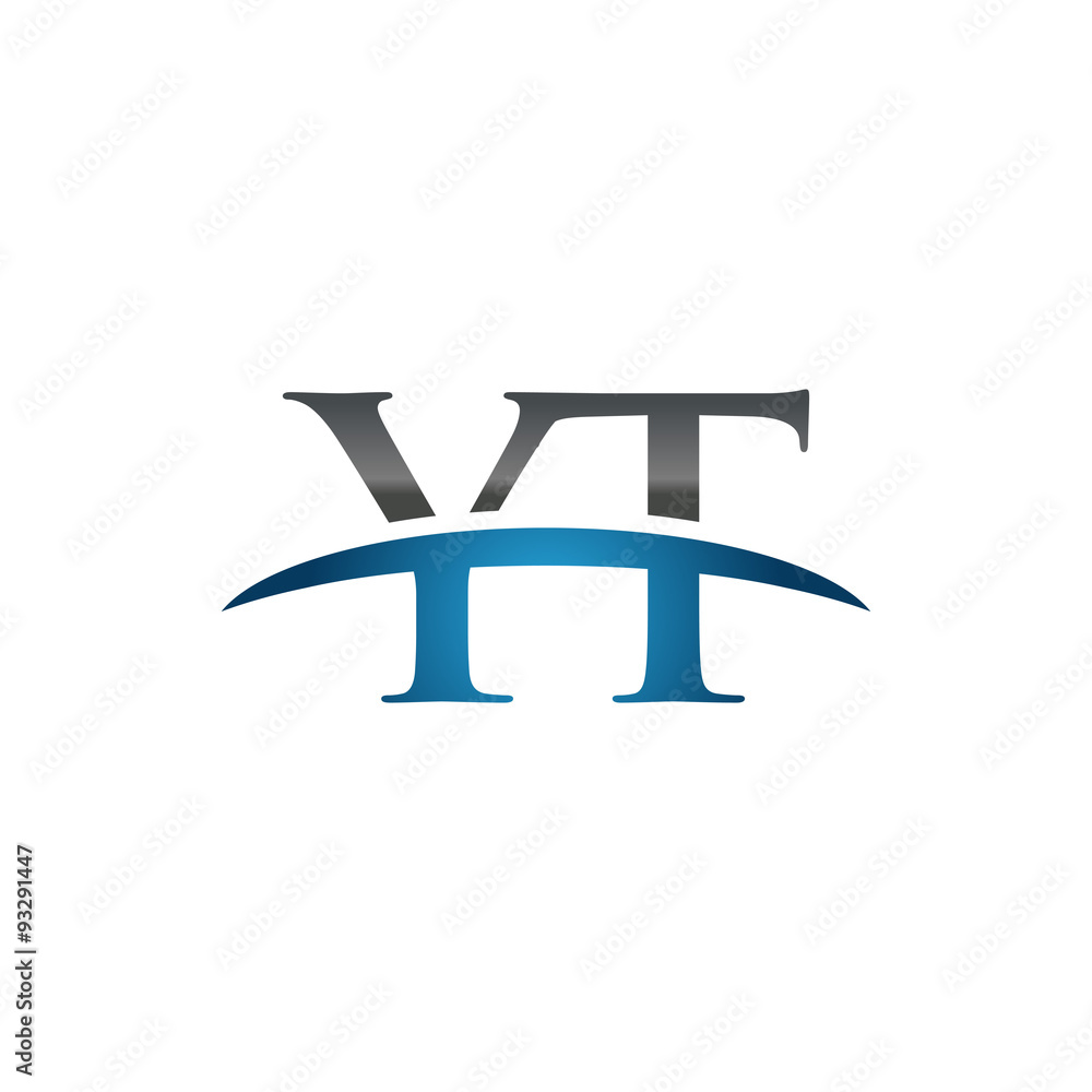 YT initial company swoosh logo blue YT initial company swoosh logo blue