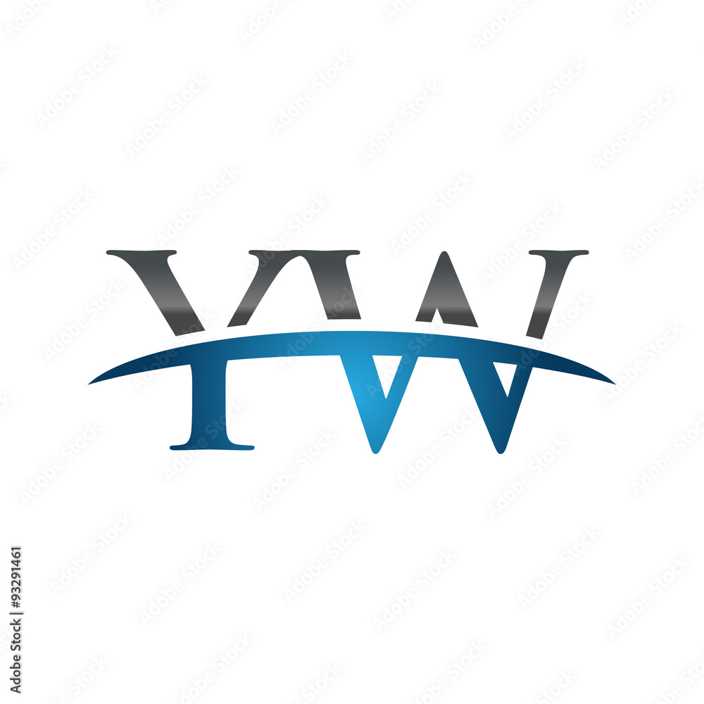 YW initial company swoosh logo blue YW initial company swoosh logo blue