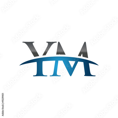 YM initial company swoosh logo blue