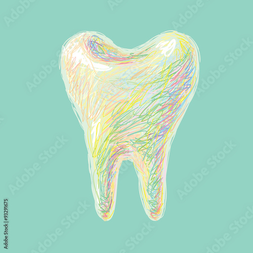 White healthy tooth isolated on blue background vector illustration