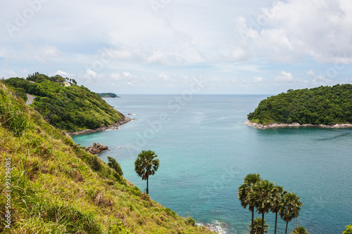 Blue sea with white cloud and island, Phuket thailand