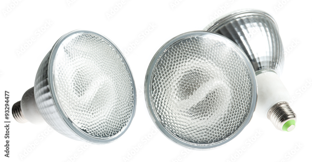 Energy saving fluorescent light bulb on white bakground Energy saving fluorescent light bulb on white bakground