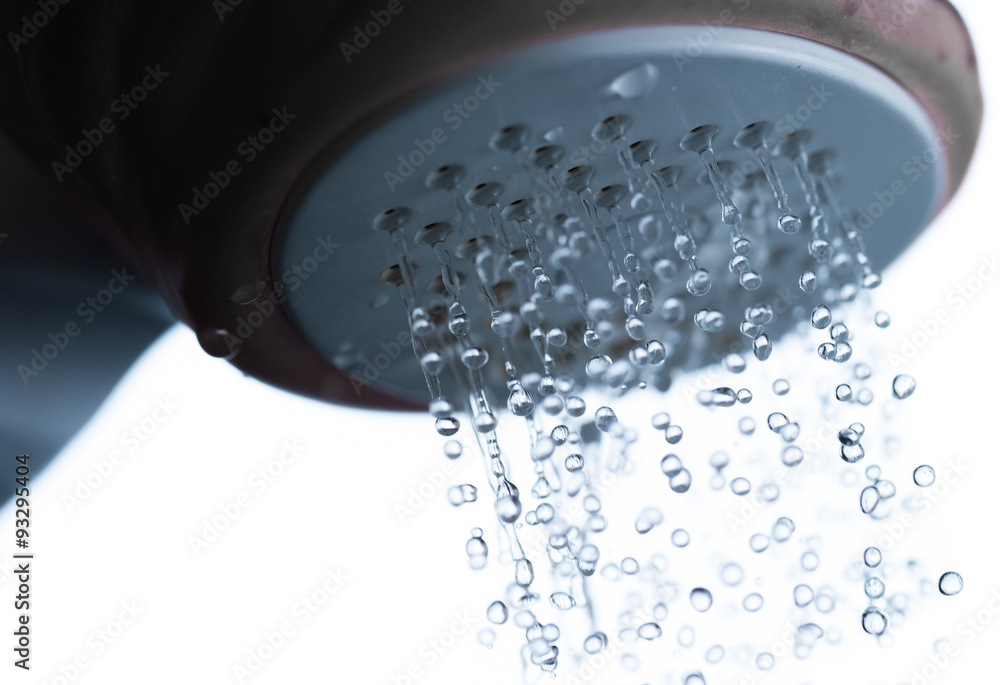 shower head showing drops and streams of water,Selective focus.