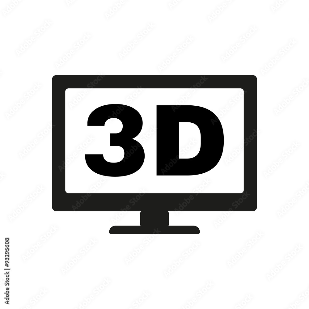 The 3d icon. Monitor and display, screen, movie symbol. Flat The 3d icon. Monitor and display, screen, movie symbol. Flat