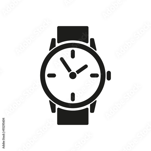 The watch icon. Clock and wristwatch, timer, time, stopwatch symbol. Flat