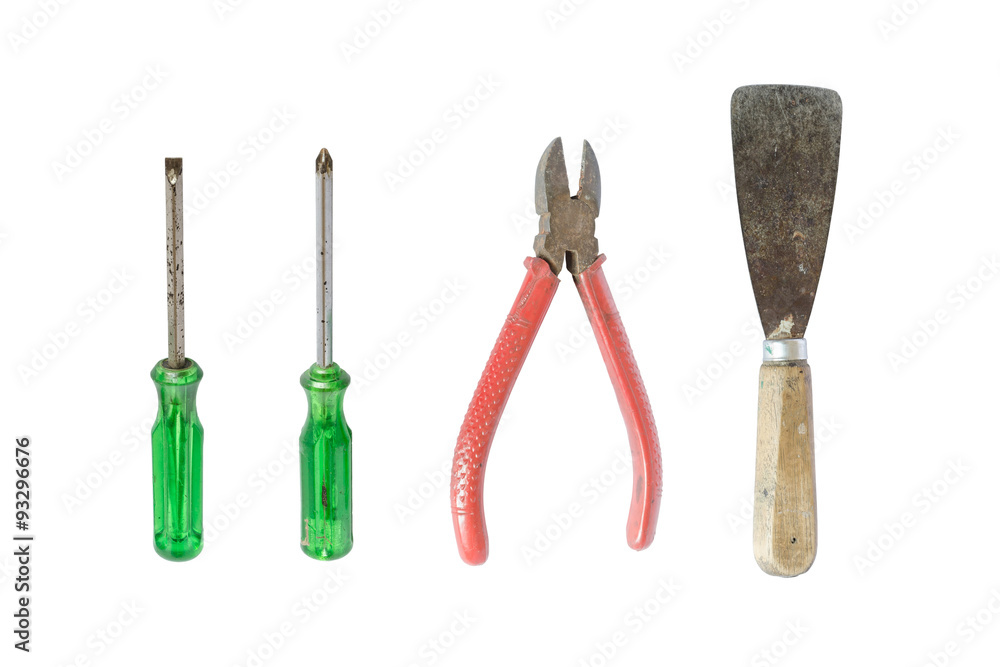Old rust tools isolated on white background Old rust tools isolated on white background