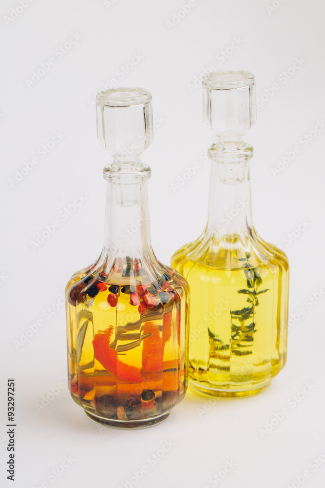 oil and food ingredients, spice isolated on white background oil and food ingredients, spice isolated on white background