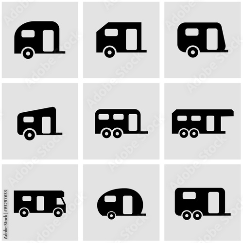 Vector black trailer icon set