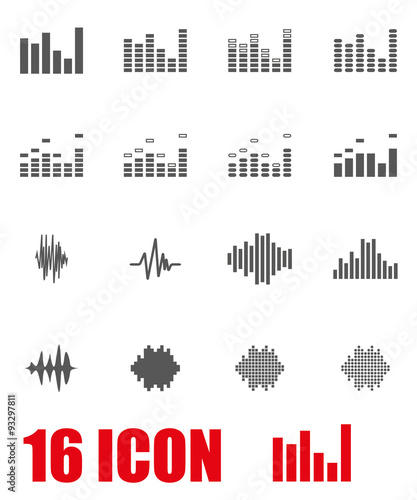 Vector grey music soundwave icon set
