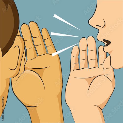 Woman whispering into someone ear telling her something secret,