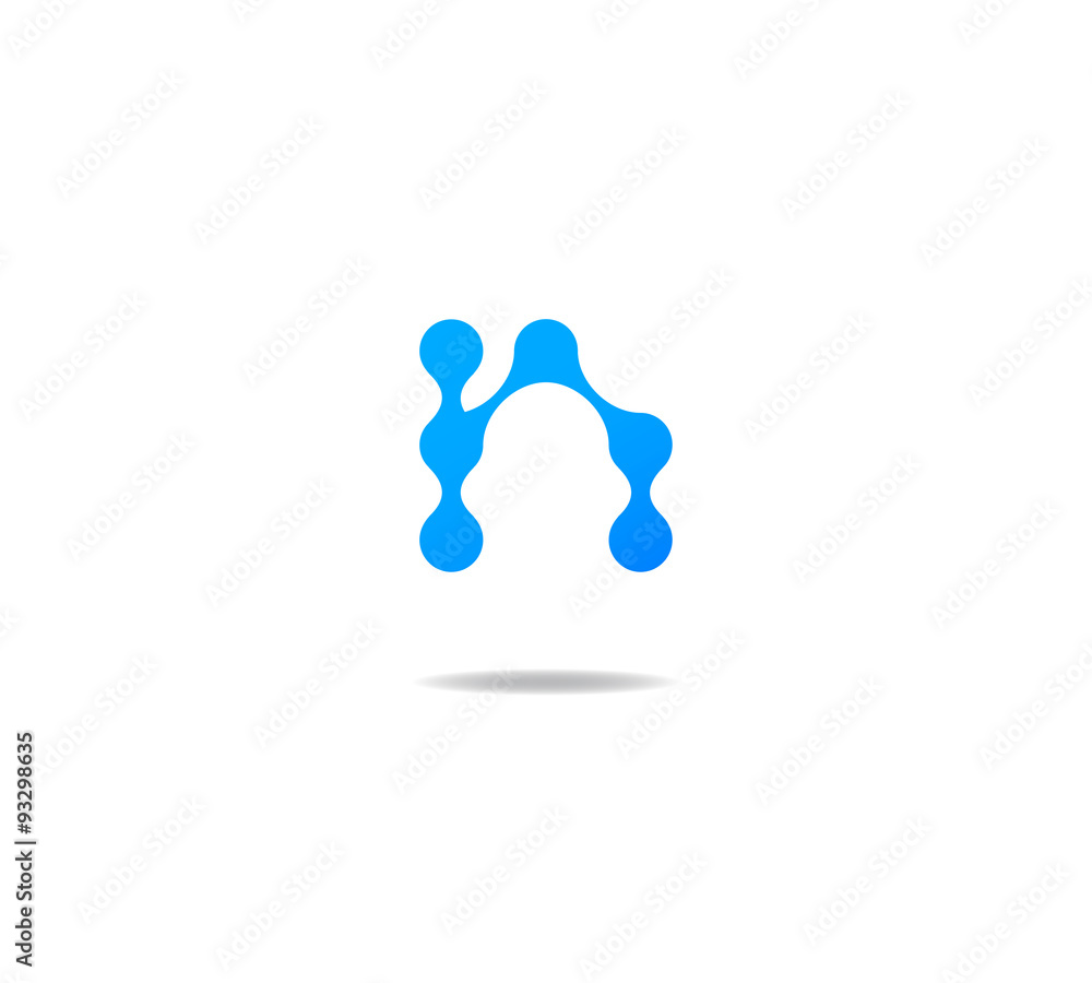 blue molecule logo initial letter n blue molecule logo initial letter n