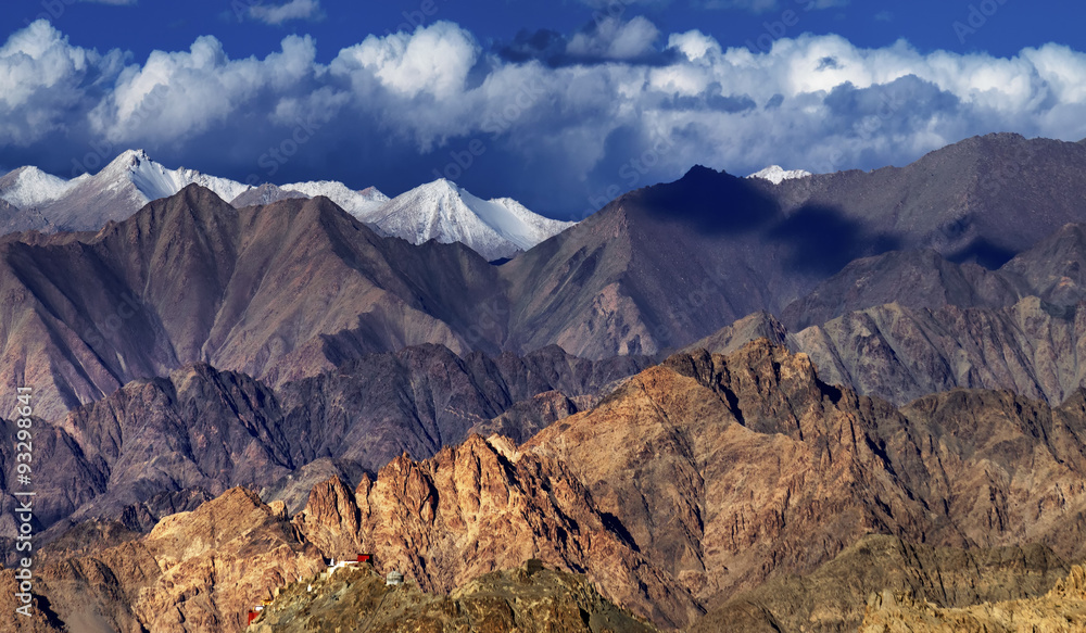 Panoramic Rocky landscape of Leh City , Ladakh, Jammu and Kashmir, India