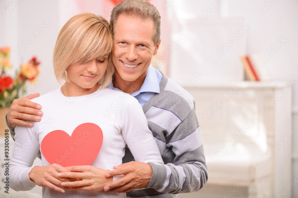 Agreeable couple celebrating St Valentine day Agreeable couple celebrating St Valentine day